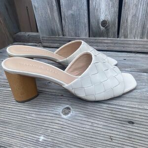 Veronica Beard Kiele Woven Napa Block-Heel Sandals size 9.5